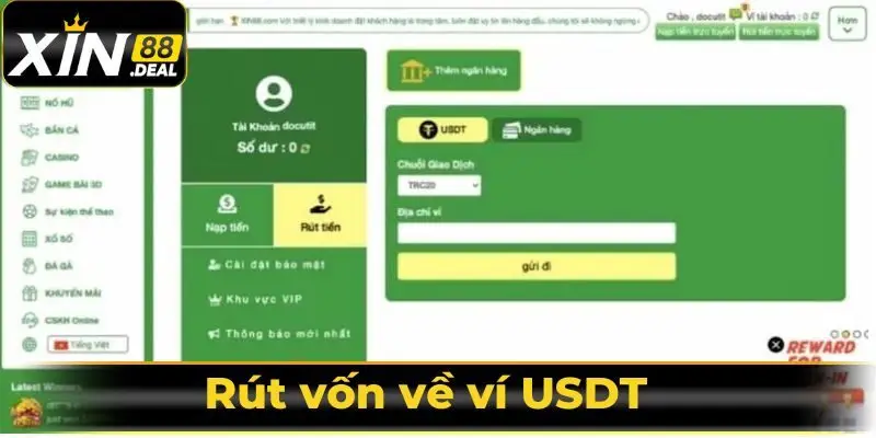 Thay đổi mật khẩu rút tiền 